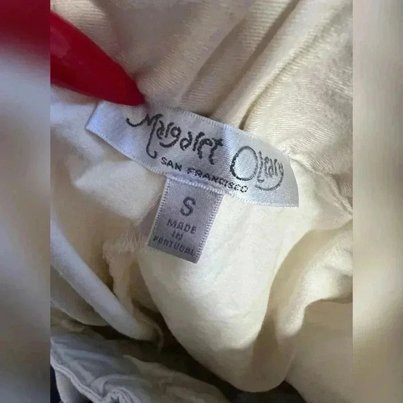 Margaret O’Leary drawstring elastic waist cream cotton pants Size S $268 - Picture 2 of 3